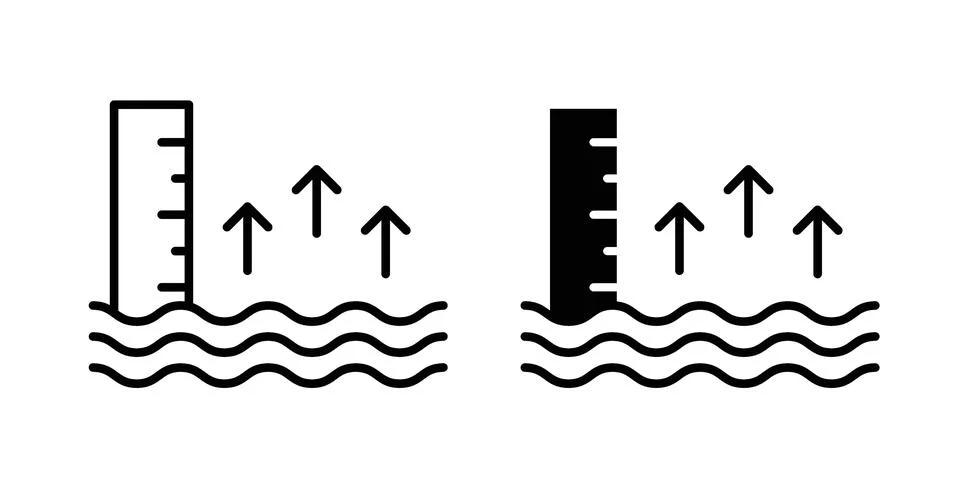 Sea level icon black vector isolated on white Stock Illustration