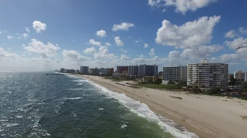 Sea Level Rise to beach front construction site Stock Footage 71126381