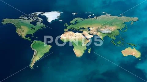 Sea level rise, world map completely submerged by the sea: Graphic ...