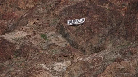 Sea Level Sign on Mountain Side in Death Valley Stock Footage 59822819