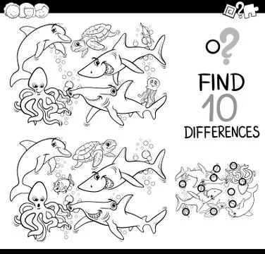 Sea life difference activity Stock Illustration