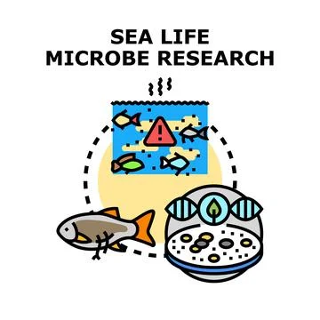 Sea life microbe research exploring marine ecosystem health Stock Illustration