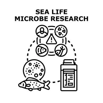Sea life microbe research vector concept Stock Illustration