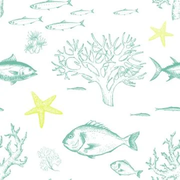 Sea life pattern 스톡 일러스트