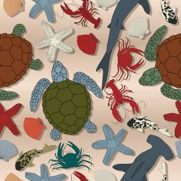 Sea life seamless pattern 스톡 일러스트