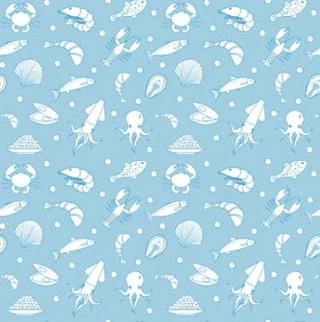 Sea life seamless pattern. Underwater endless background, texture. Hand drawing イラスト素材
