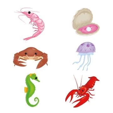 Sea Life Set Set Stock Illustration