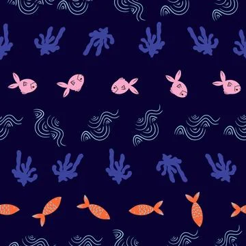 Sea life underwater pattern background design Stock Illustration