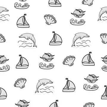 Sea life, vector seamless pattern Stock Illustration