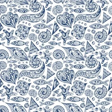 Sea Life Vector Texture Stock Illustration