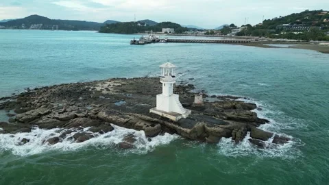 Sea lighthouse on the island Video stock 296160637