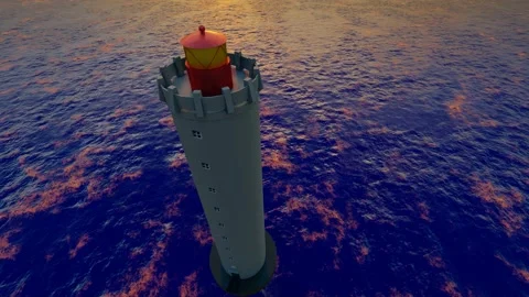 Sea lighthouse under sunset Stock Footage 193985900