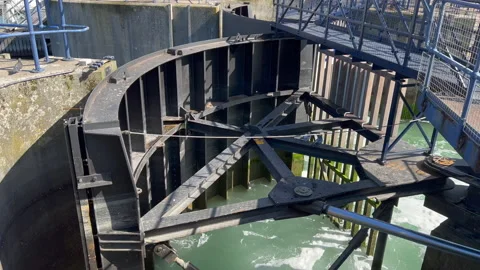 A sea lock being opened Stock Footage 239652550