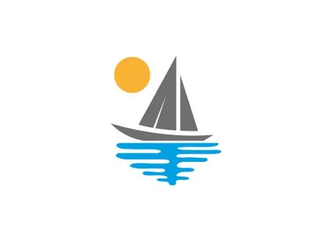 Sea logo sun Stock Illustration