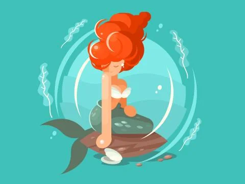 Sea mermaid character Stock Illustration