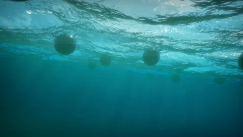 Sea mines float on underwater Stock Footage 269692858