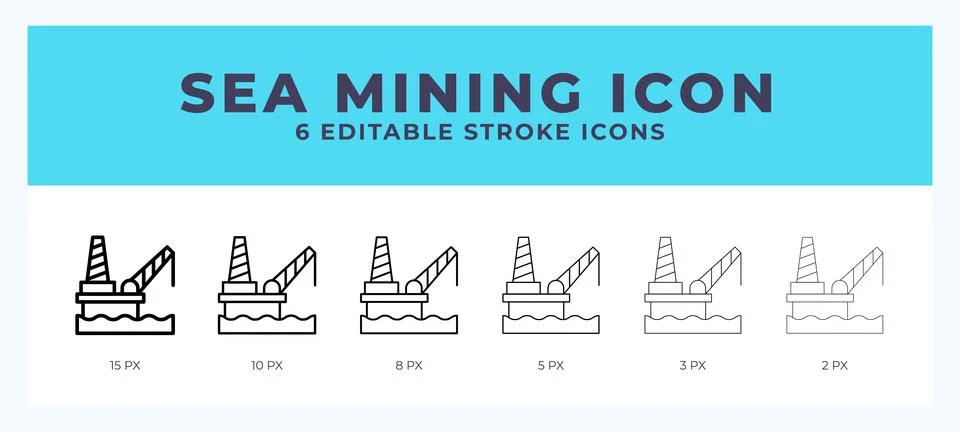 Sea mining editable line icon. Vector illustration with different stroke. Stock Illustration