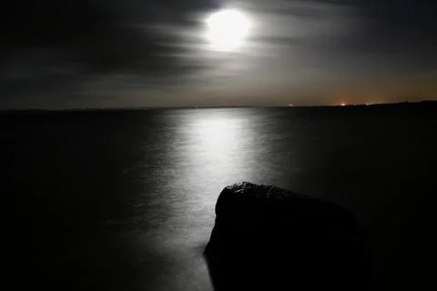 Sea moonlight Stock Photos