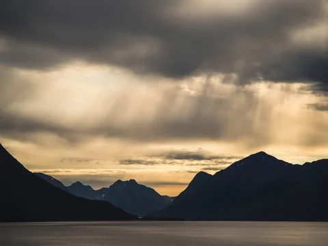 Sea, mountain and cloudscape time lapse Stock Footage 80321958