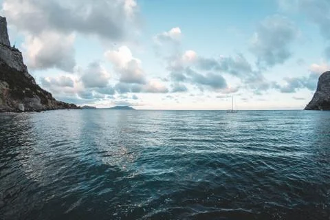 Sea with the mountain Stock Photos