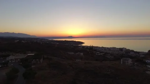 Sea Mountain Sunset 1 Drone Shot Stock Footage 65491296