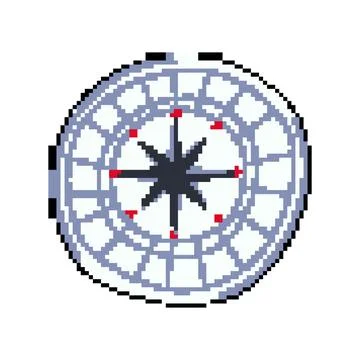 Sea nautical compass pixel art vector illustration 스톡 일러스트