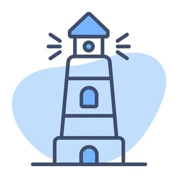 Sea navigation tower, modern vector of lighthouse in editable style Stock Illustration
