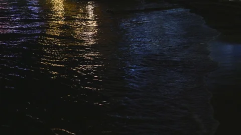 Sea in the night Stock Footage 95174805