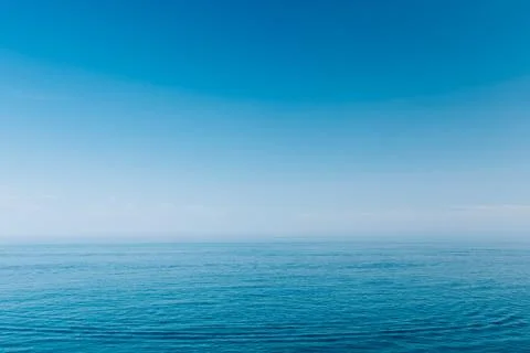 Sea Ocean And Blue Clear Sky Background Stock Photos