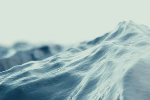 Sea, ocean wave low angle view and blue sky background with focus effects. 3d Stock Illustration