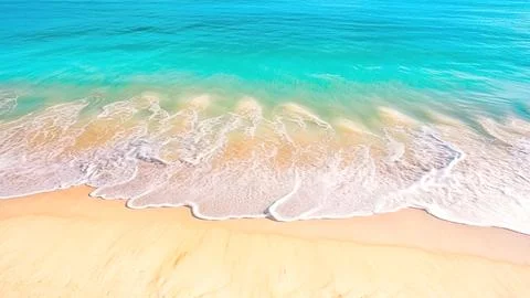 Sea ocean waves reaching shore.Beach with aerial drone. Beach clear turquoise Stock Photos
