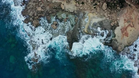 Sea ocean waves splash rocks background nature water blue Stock Footage 168749411