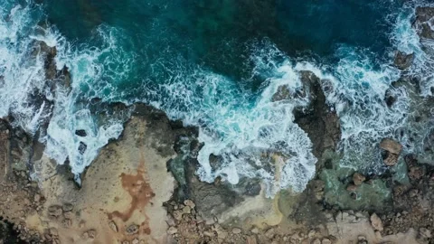 Sea ocean waves splash rocks background nature water blue Stock Footage 168749882