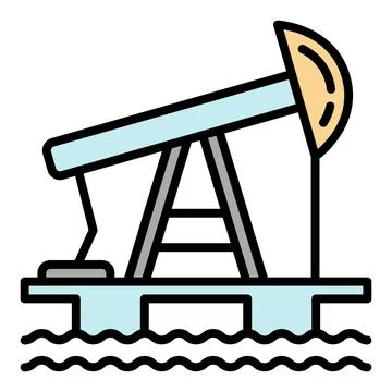Sea Oil pump vector colored icon or symbol in thin line style Stock Illustration