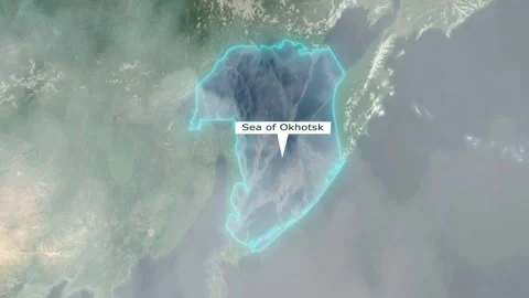 Sea of Okhotsk Map - Clouds Effect Stock Footage 267079183