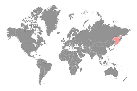 Sea of Okhotsk on the world map. Vector illustration. Stock Illustration