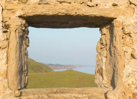 The sea by old window . Stock Photos