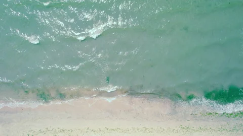 Sea or Ocean and Waves in Summer, Aerial Top View from Flying Drone Stock Footage 157187928
