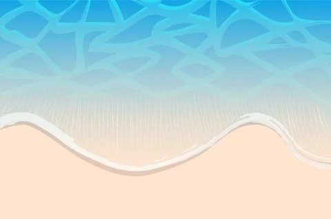 Sea or ocean beach with wave and sand as background for design. Vector Illust Illustrazione stock
