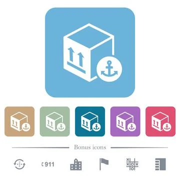 Sea package transportation flat icons on color rounded square backgrounds Stock Illustration