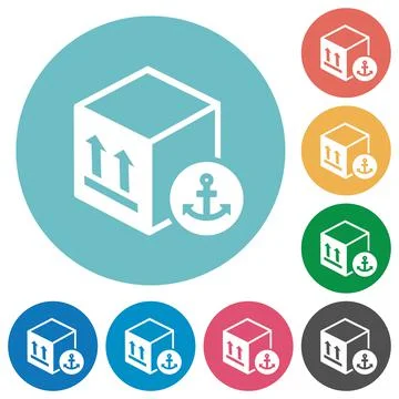 Sea package transportation flat round icons Illustration