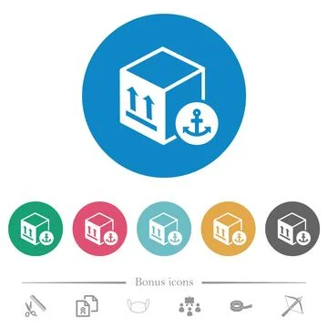 Sea package transportation flat round icons Illustration