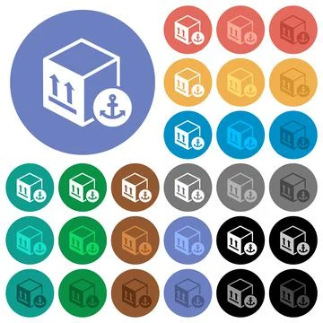 Sea package transportation round flat multi colored icons Stockillustratie