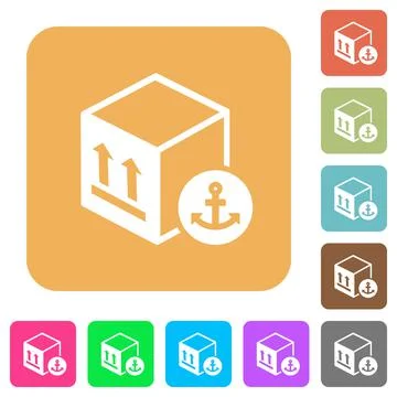 Sea package transportation rounded square flat icons Stock Illustration
