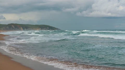 Sea panorama on cloudy day, winter Stock Footage 165743572