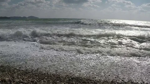 Sea panorama storm Stock Footage 84553302