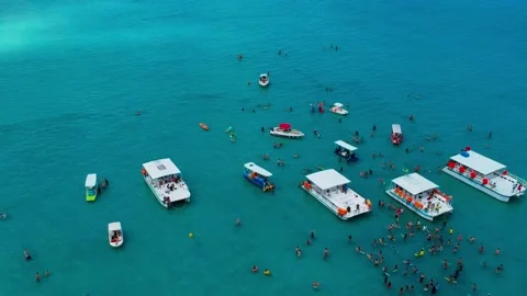 Sea party overhead view Stock Footage 133211108