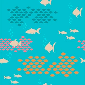 Sea pattern with fishes. Vector seamless pattern for print design. Stock Illustration
