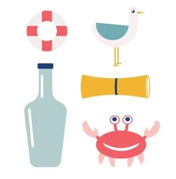 Sea pattern flat illustration Stock Illustration