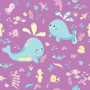Sea Pattern modern style delicate color. Stock Illustration